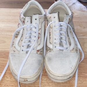 Vans Floral Cream and White Old Skool Sneakers